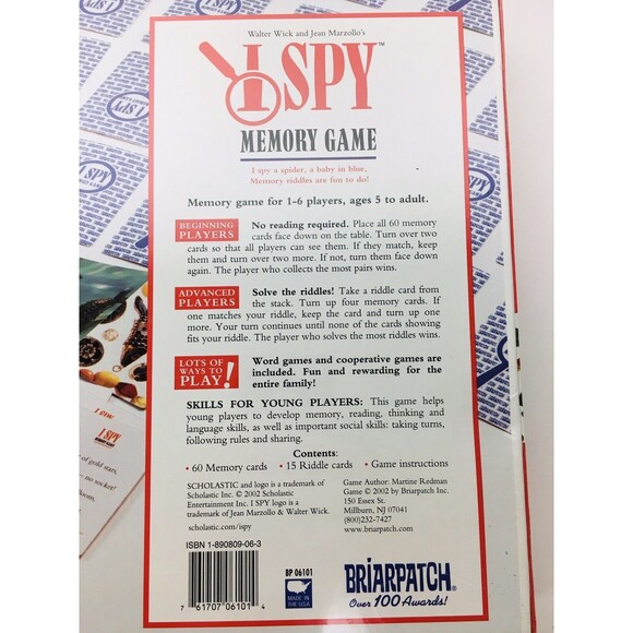 I Spy Memory Game Briarpatch Scholastic A Game of Picture Riddles - Picture 4 of 5